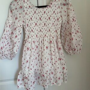 LoveShackFancy White and Red Floral Kids Dress